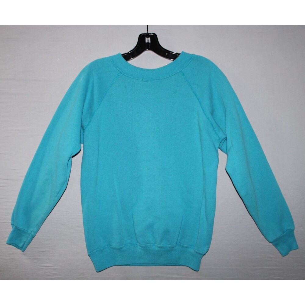 Vintage Hanes Her Way Crew Sweatshir Aqua Siez Medium Made in USA Blank